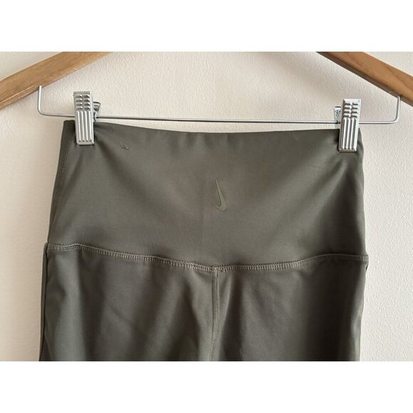 Nike Leggings Cross Front Small Green Stirrups Pull On Stretch Yoga Logo - Picture 7 of 10